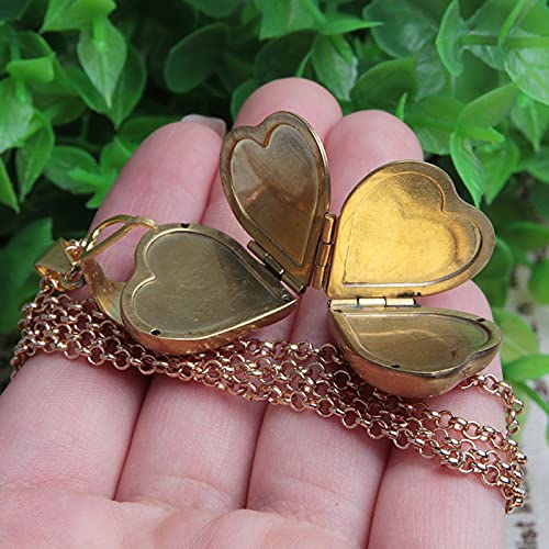 Acxico 1Pcs Gostear Cute Four leaf Clover Love Heart Pendant Photo Locket Necklace That Holds 4 Pictures for Women, Gold