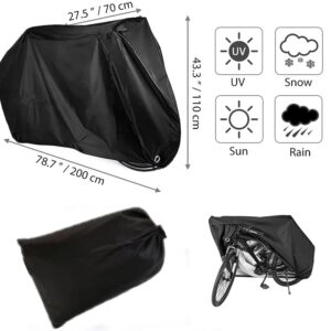 Bike Cover Waterproof Outdoor Bicycle Covers for Mountain and Road Bikes, Rain Sun UV，Bikes with Lock Holes & Storage Bag (Black)