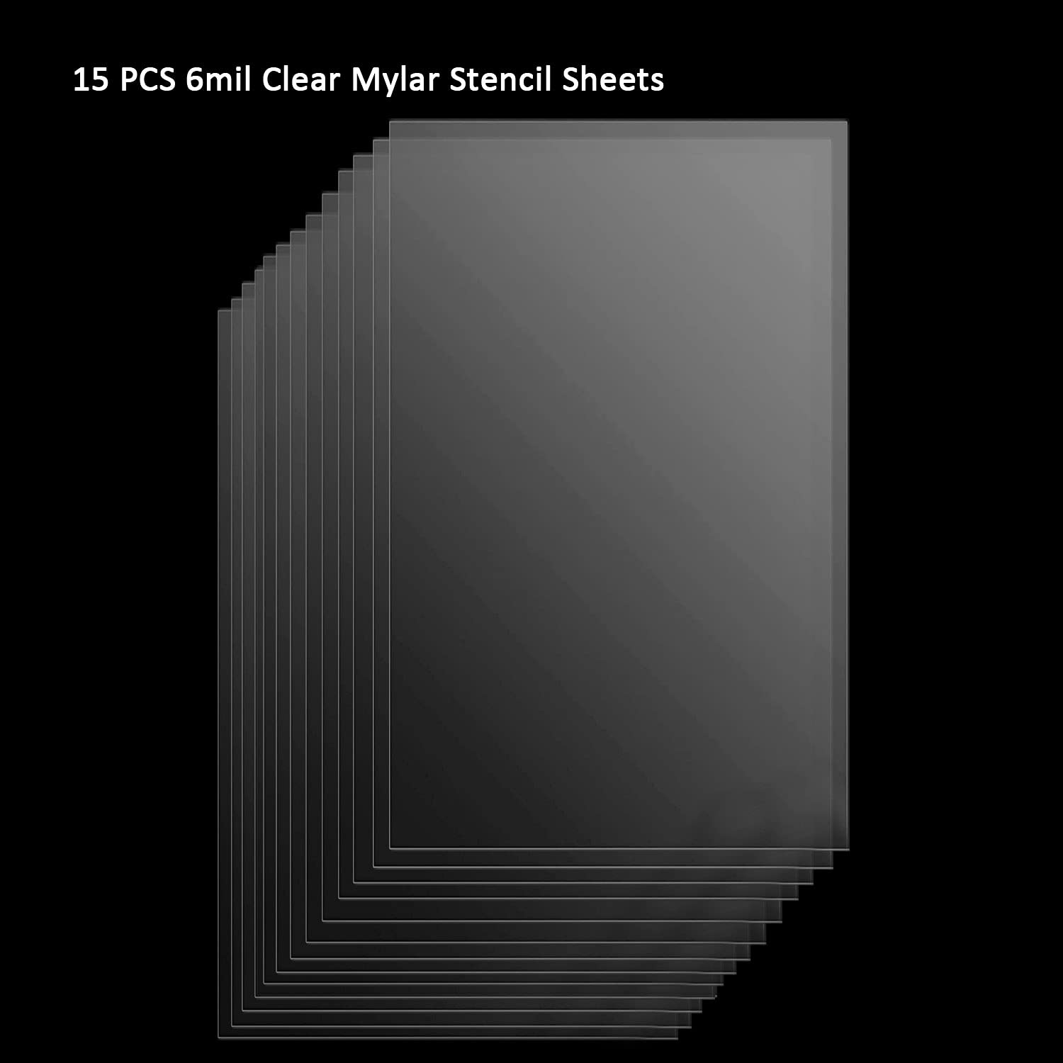 15 Pack 6 Mil Blank Stencil Sheets 12 x 24 inch Mylar Sheet Clear PET Blank Stencil Making Sheet Blank Mylar Templates for DIY Art Craft, Cricut, Silhouette, Vinyl Cutting