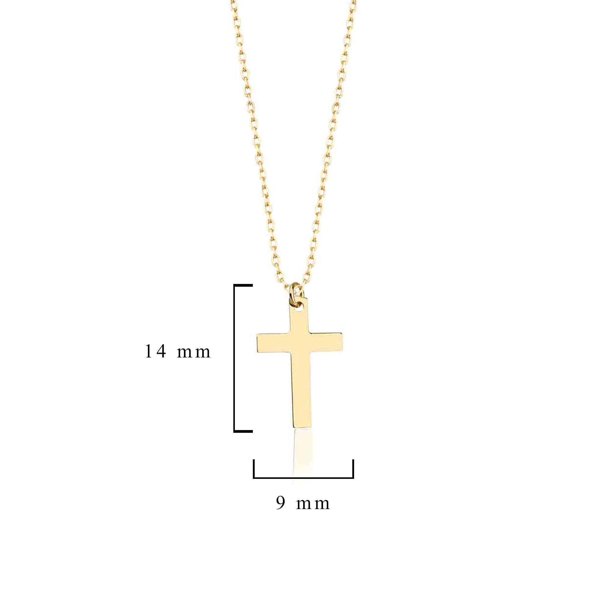 jewelryist 14k Solid Gold Cross Necklace for Women | 18" Necklace Length | 0.80mm Adjustable Rolo Chain