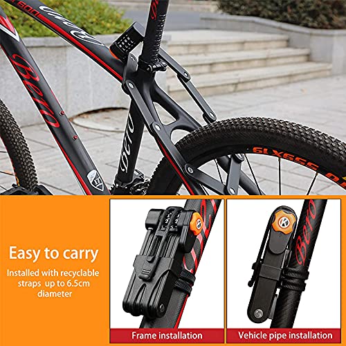 Folding Bike Lock with 4 Password Anti-Theft Heavy Duty Bicycle Security Combination Chain Lock with 8 High Security Hardened Metal Fold Chain Heavy Duty Alloy Steel Foldable Lock