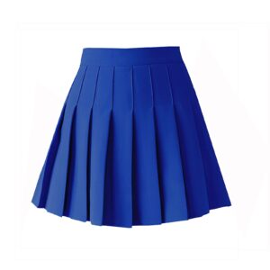 zhanchtong women's high waist a-line pleated mini skirt short tennis skirt (royal blue, l)