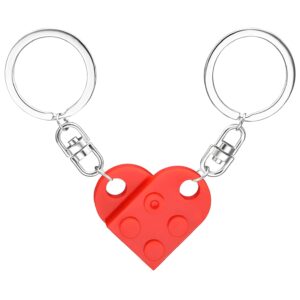 LGOUYGG Matching Brick Keychain for Couples, Cute Heart Shape Keychains Set, Sweet Gifts for Girlfriend Boyfriend Friendship (Red)