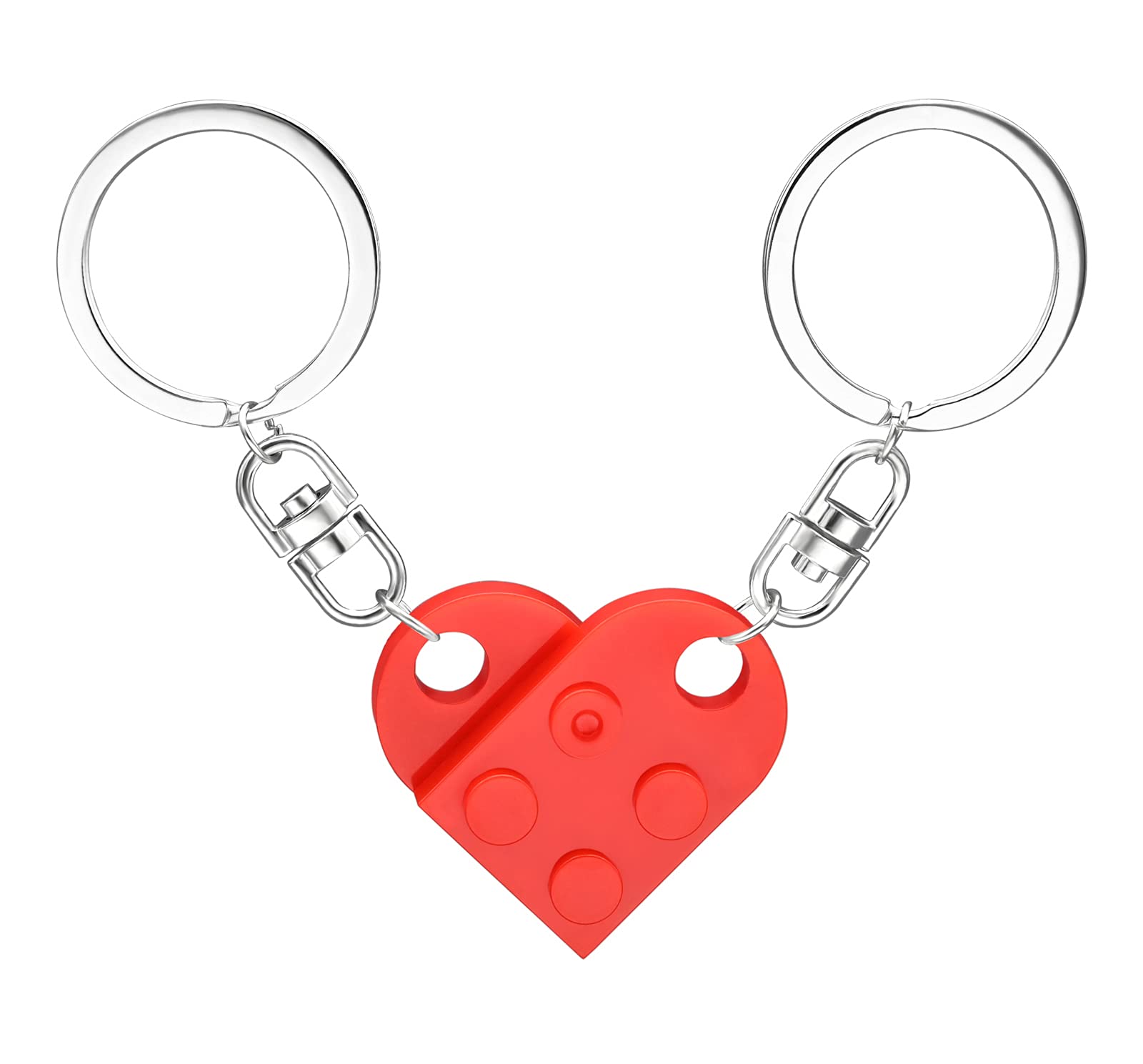 LGOUYGG Matching Brick Keychain for Couples, Cute Heart Shape Keychains Set, Sweet Gifts for Girlfriend Boyfriend Friendship (Red)