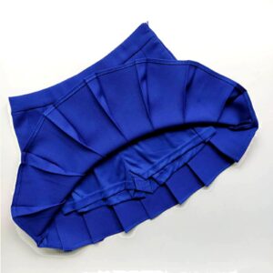 ZHANCHTONG Women's High Waist A-Line Pleated Mini Skirt Short Tennis Skirt (Royal Blue, L)