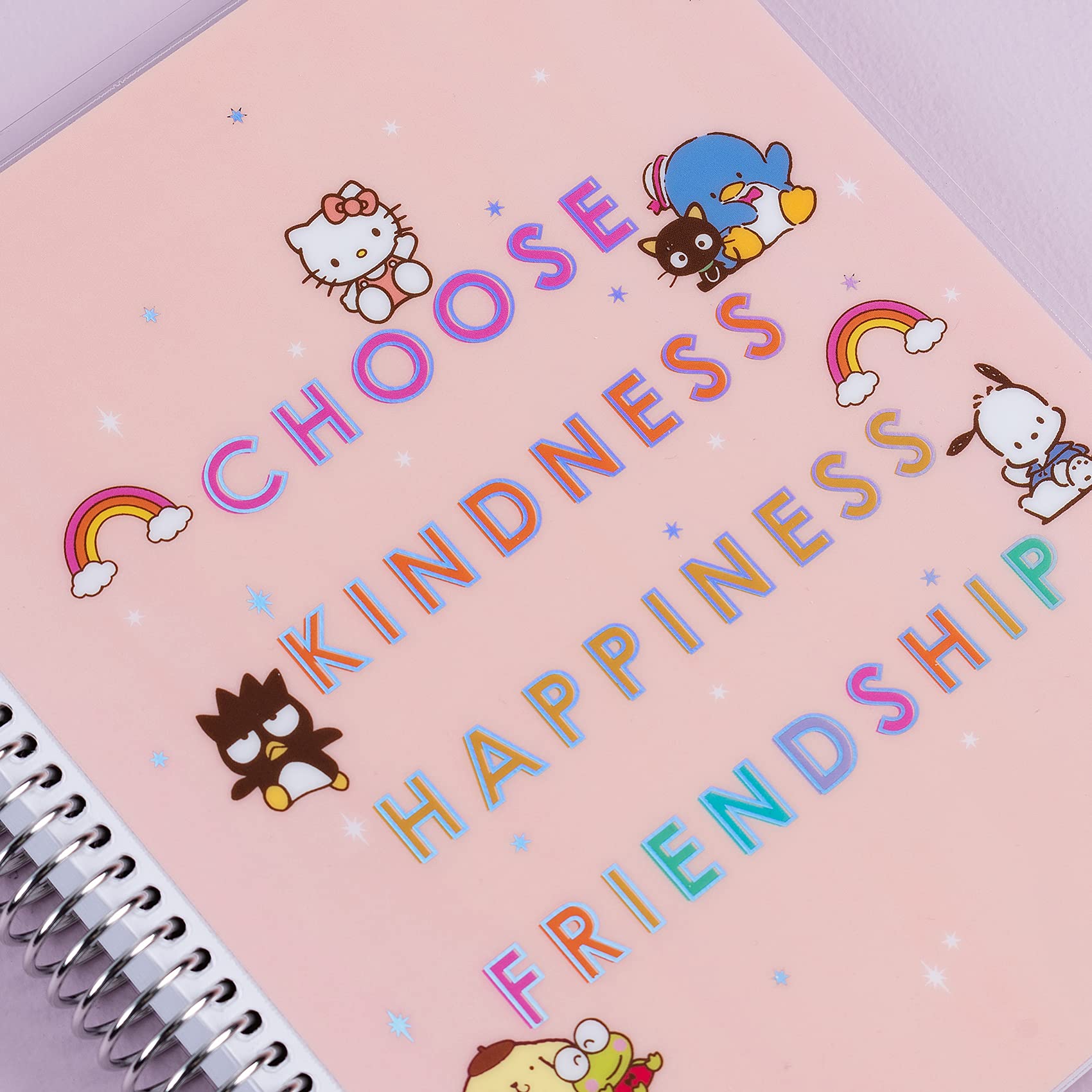 Erin Condren 7" x 9" Spiral Bound College Ruled Notebook - Hello Kitty & Friends Special Edition, 160 Lined Pages, 80 Lb Thick Mohawk Paper, Stickers Included