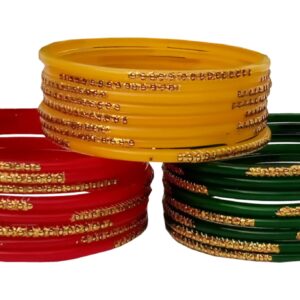 Laal Amrood Glass Bangles For Women & Girls Indian Jewelry Multi Color Chudi Set (24 Bangles)