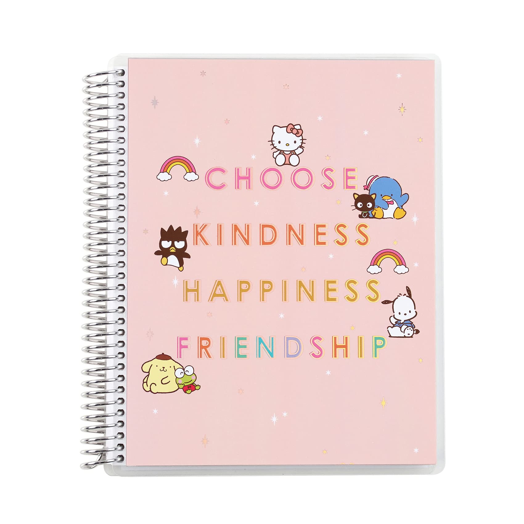 Erin Condren 7" x 9" Spiral Bound College Ruled Notebook - Hello Kitty & Friends Special Edition, 160 Lined Pages, 80 Lb Thick Mohawk Paper, Stickers Included