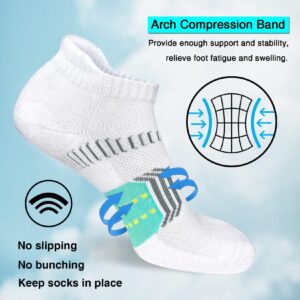 suaskk Womens Athletic Cushioned Anti-Blister Comfort Running Ankle Socks 5 Pairs