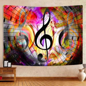 itapnoom music note tapestry wall hanging for bedroom, cool colorful music studio decor poster wall art tapestries for men, hippie graffiti hip hop musical blanket college decorations 60x40inch