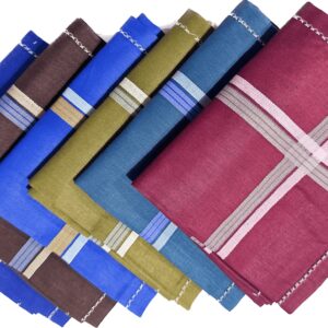 Royal Mart men's handkerchiefs, 100% cotton, hemstitched, 17x17 inches, multi-colored (Pack of 12)