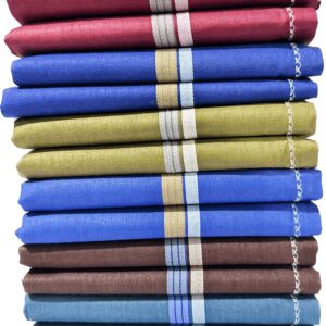 Royal Mart men's handkerchiefs, 100% cotton, hemstitched, 17x17 inches, multi-colored (Pack of 12)