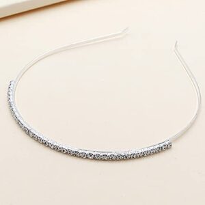 Small Silver Rhinestone Headbands for Wedding Brides, Classy Women Girls Hair Styling Accessories, Gift Hair Band for Mom Teen Toddler Girl Stuff, Headdress Decor, Back to School Outfits, 1 Pack