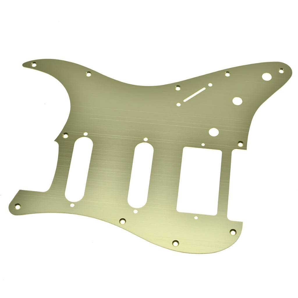 Dopro 11-Hole Aluminum Anodized Modern Style Strat HSS Guitar Pickguard Scratch Plate Fits American/Mexican Fender Gold