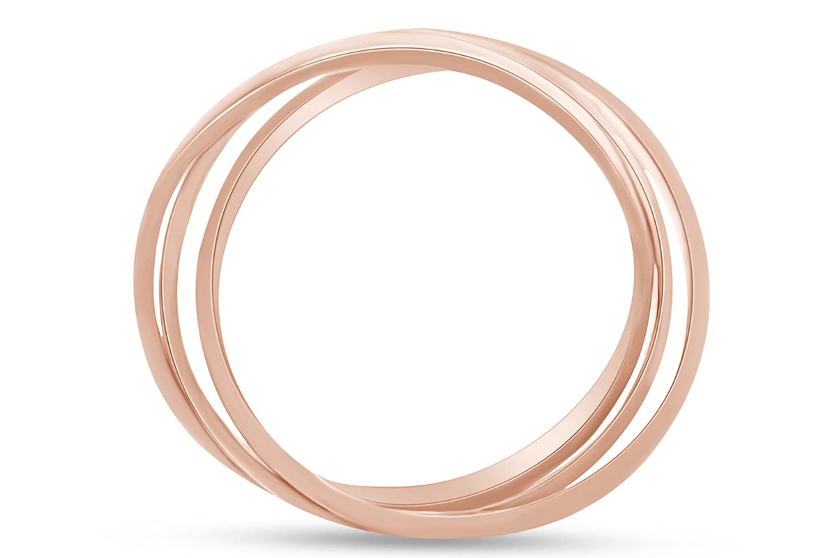 AFFY Triple Interlocked Crossover Statement Ring In 14k Rose Gold Plated 925 Sterling Silver Gift For Her Size -4