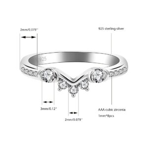 Uloveido 925 Sterling Silver Cubic Zirconia 2 Stackable Rings Enhancer for Women Wedding Engagement Anniversary Promise Rings Y1519 (Size 9)