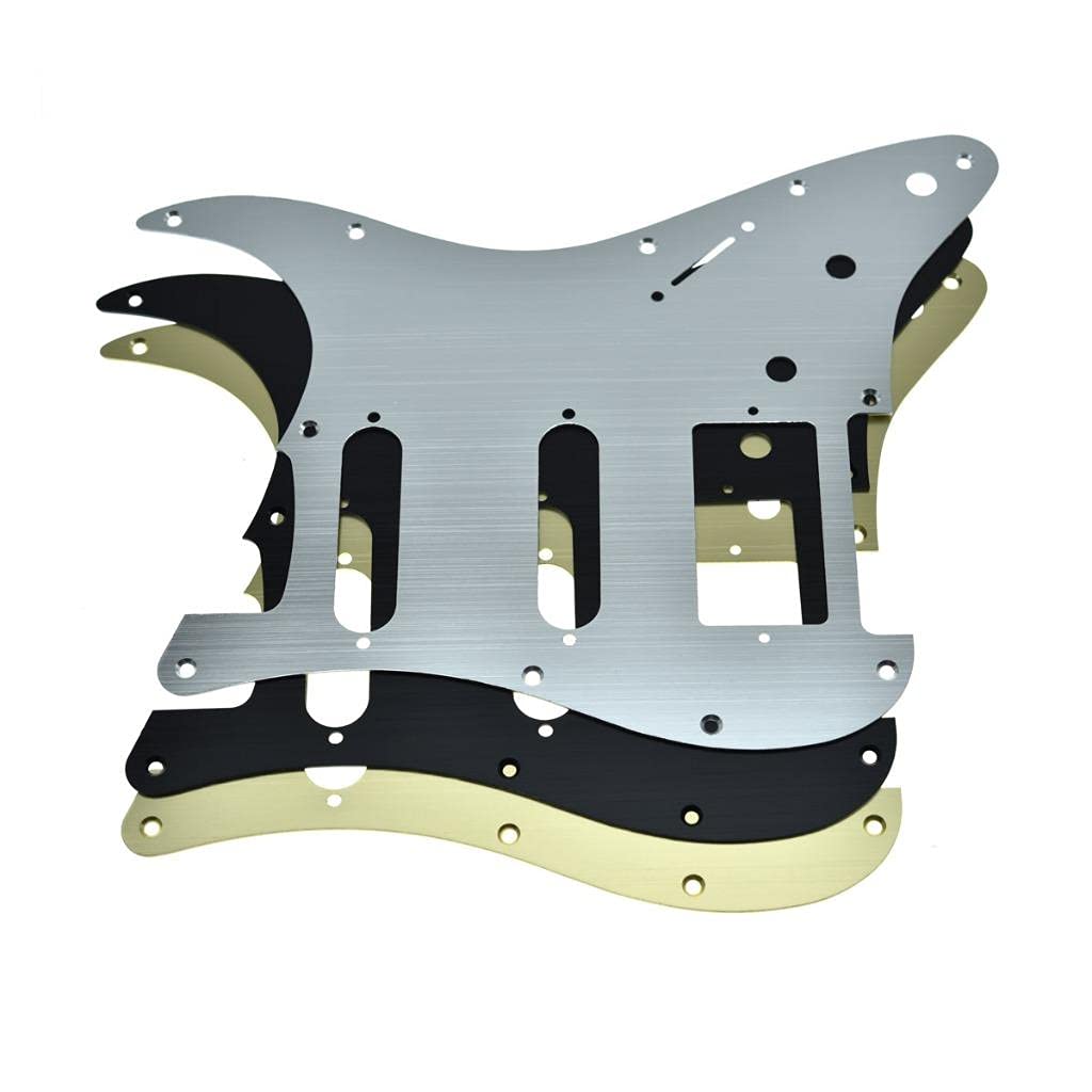 Dopro 11-Hole Aluminum Anodized Modern Style Strat HSS Guitar Pickguard Scratch Plate Fits American/Mexican Fender Gold