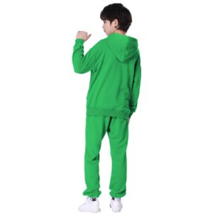 amropi Boy's Hooded Tracksuit Pullover Sweatshirt Jogging Pants Set 2 Pieces Sweatsuit Green, 7-8 Years