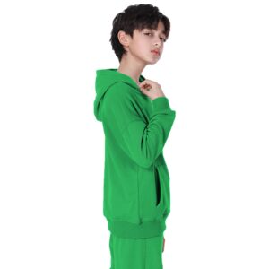 amropi Boy's Hooded Tracksuit Pullover Sweatshirt Jogging Pants Set 2 Pieces Sweatsuit Green, 7-8 Years