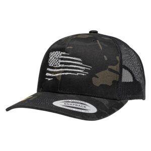 eagle six gear rugged american flag black multicam snapback trucker hat