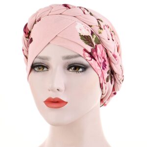 Womens Printed Turban Hat Head Wraps Covers Chemo Cancer Beanies Cap Headwear (3 Pcs-D)