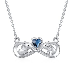 Flpruy Elephant Gift Necklace for Women 925 Sterling Silver Infinity BBF Crystal Heart Pendant for Women Girl