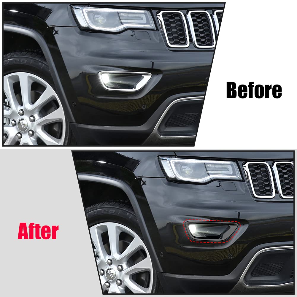 sportuli Black Front Fog Light Cover Fog Lamp Trim Replace for 2017-2021 Jeep Grand Cherokee (2017-2021)