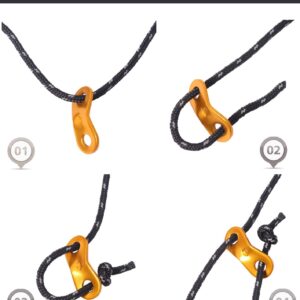 Hikeman 10 Pack 4mm Camping Rope Reflective Outdoor Guy Lines with Aluminum Guyline Adjuster Tensioners Nylon Tent Tie Downs for Hiking Backpacking Tarp,Canopy Shelter (Black)