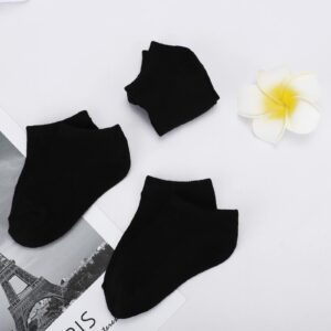 BOOPH 12 Pairs Kids Ankle Socks Boys Girls Half Cushion Socks 9-12 Years Black