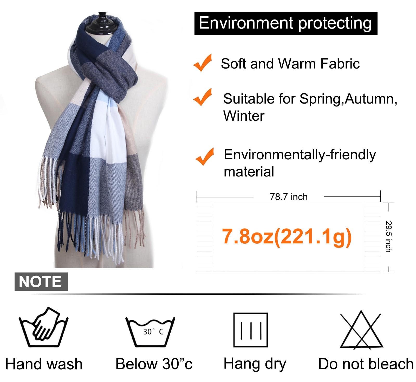 MEANBEAUTY Women's Scarf Wraps Pashminas Pashmina Shawls Warm Winter Long Large Plaid Soft Thick Blanket Scarves(plaid 5)