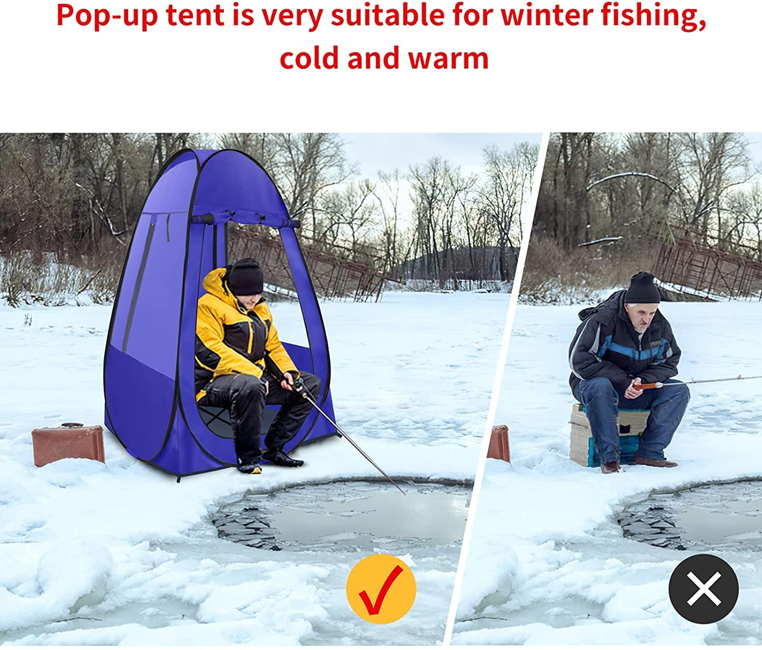 Single Pop Up Tent Pods Sports Fishing, Clear Rainproof Windproof Beach Tent for Wind and Rain in Chilly Weather，Lightweight and Sturdy, Easy Set Up, Outdoor Foldable