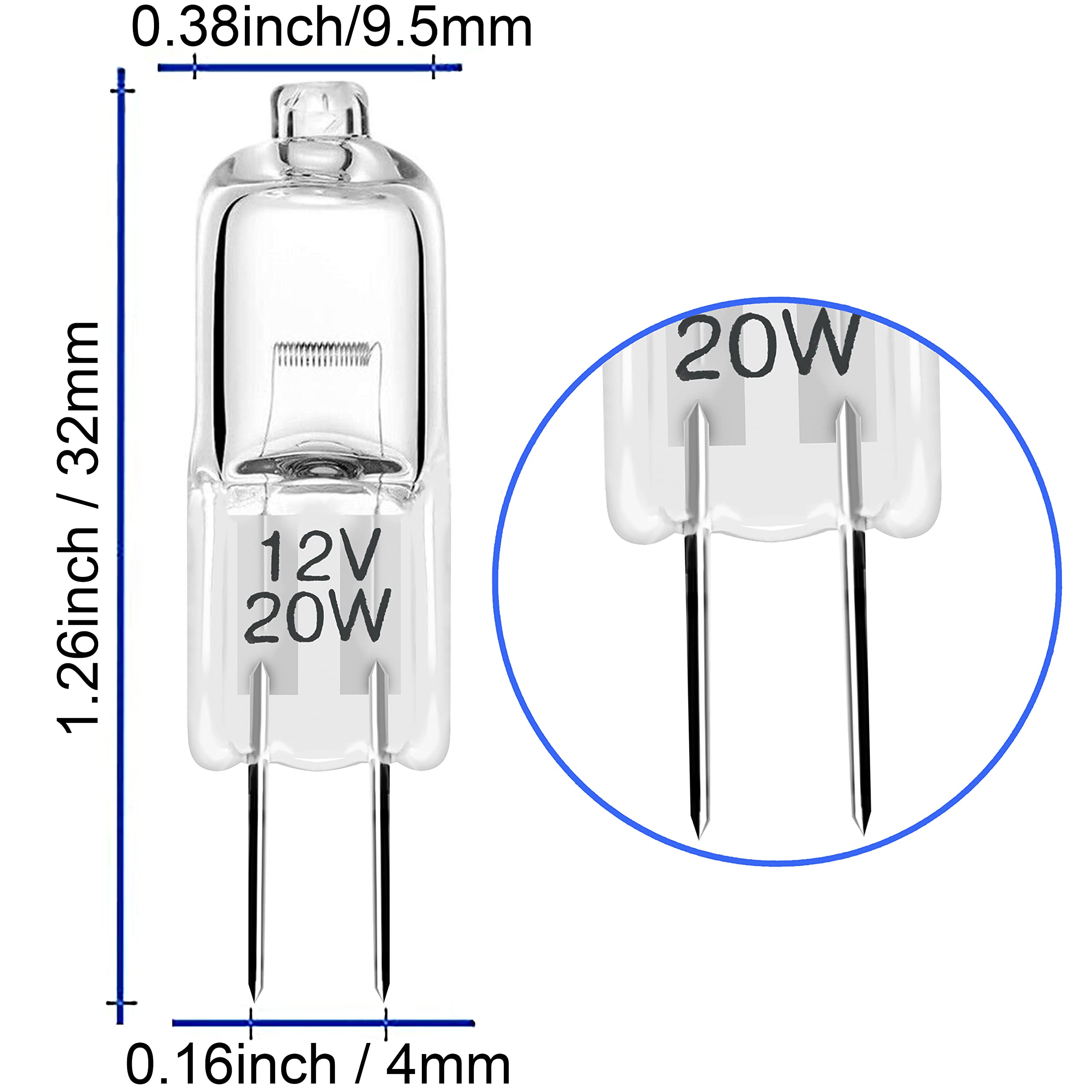 Diximus G4 Low Voltage Halogen Bulbs - 20 Watt Small Light Bulb – 12V Landscape Light Bulbs 20W Bi-Pin Bulb for Under Cabinet Puck Light, Chandeliers, Track Lighting - Warm White 2700K - 10 Pack