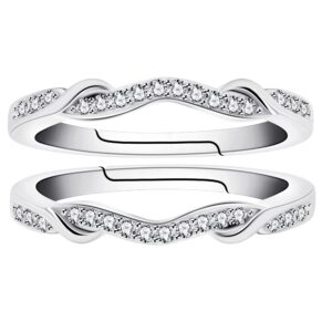 Uloveido 925 Sterling Silver 2pc Stackable Infinity Ring Enhancer for Women Wedding Engagement Anniversary Promise Rings Y1522 (Size 9)