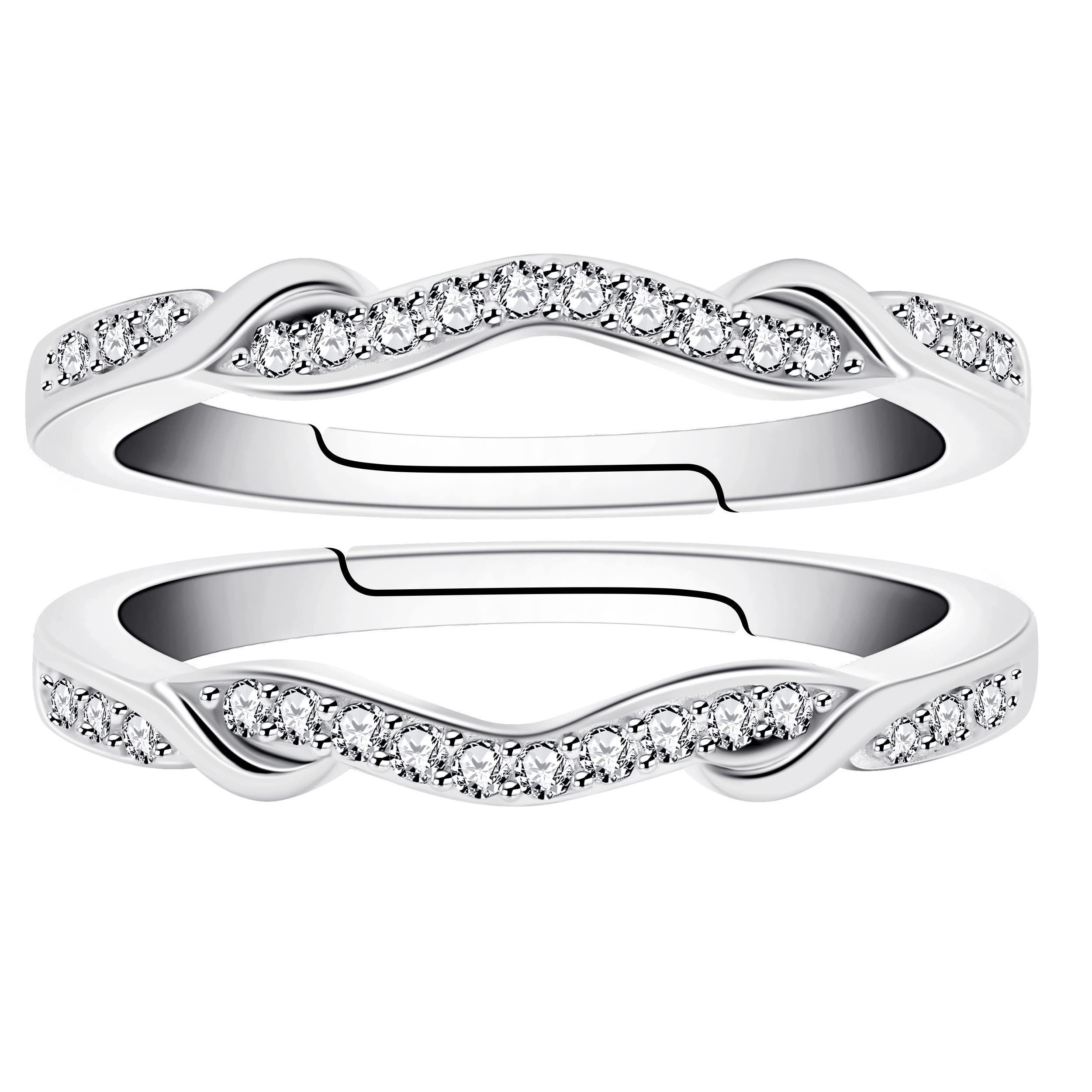 Uloveido 925 Sterling Silver 2pc Stackable Infinity Ring Enhancer for Women Wedding Engagement Anniversary Promise Rings Y1522 (Size 9)