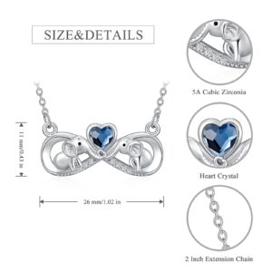 Flpruy Elephant Gift Necklace for Women 925 Sterling Silver Infinity BBF Crystal Heart Pendant for Women Girl