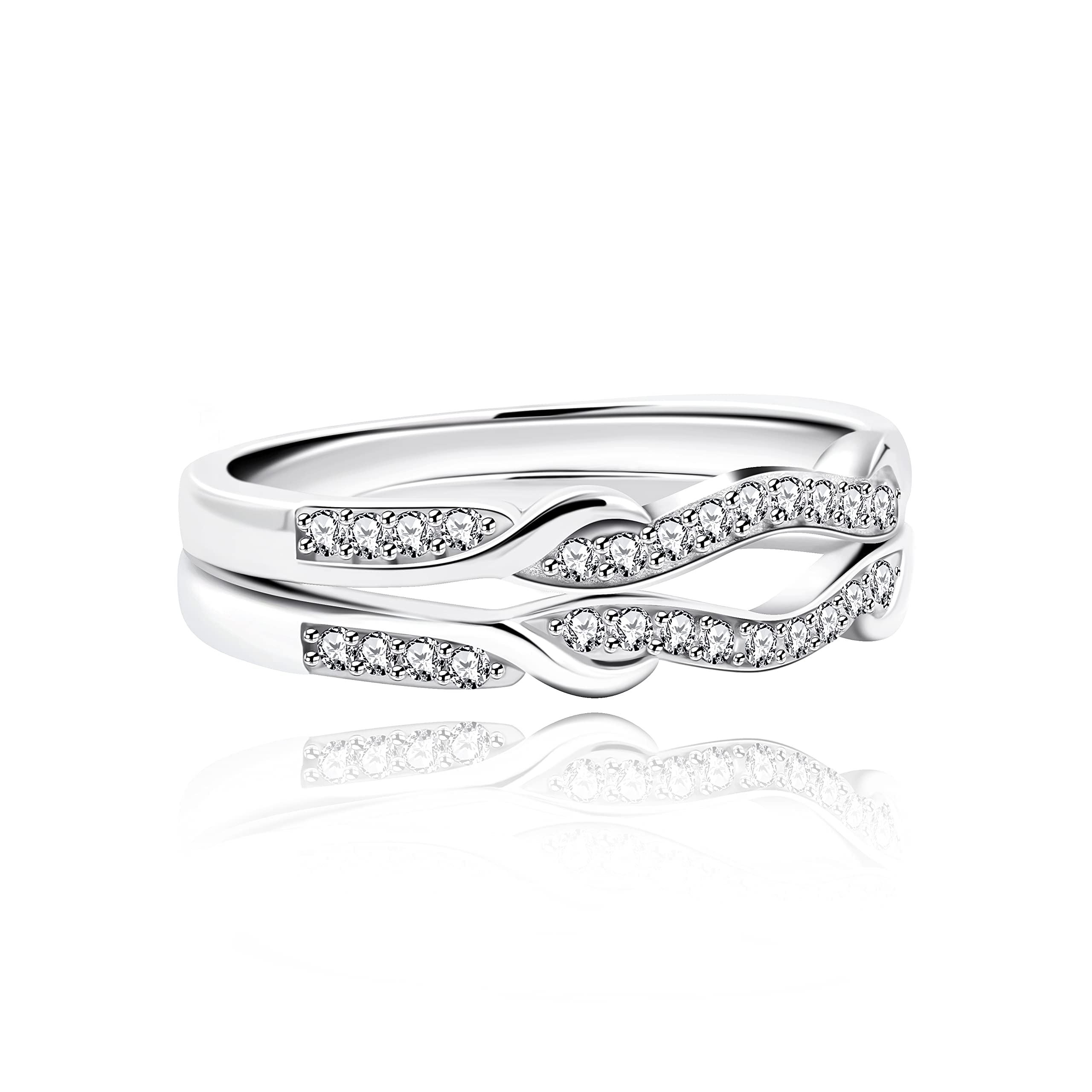 Uloveido 925 Sterling Silver 2pc Stackable Infinity Ring Enhancer for Women Wedding Engagement Anniversary Promise Rings Y1522 (Size 9)