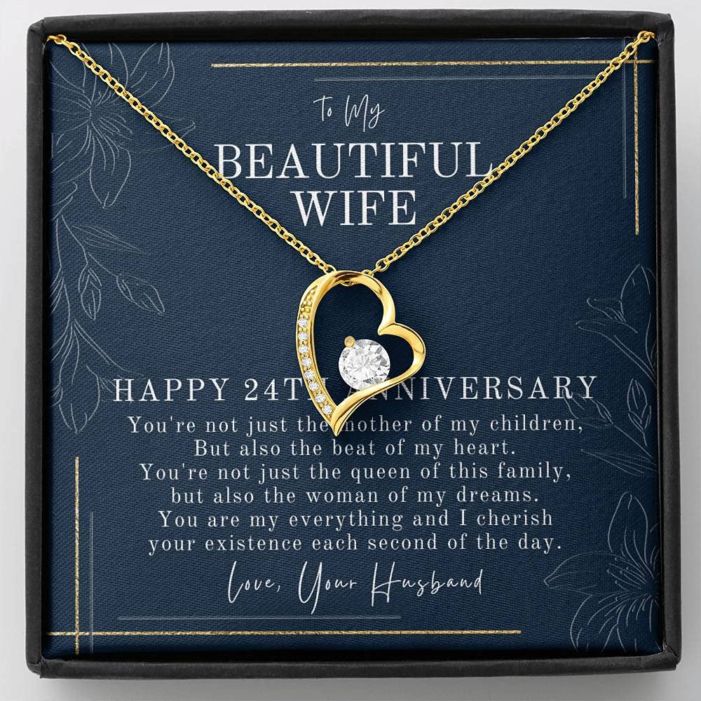 24 Year Wedding Jewelry Gift For Wife – 24 Year Anniversary Necklace Gift For Her – 24th Anniversary Wedding Present – 24th Wedding Anniversary Wife Gift – FLSG00024-3