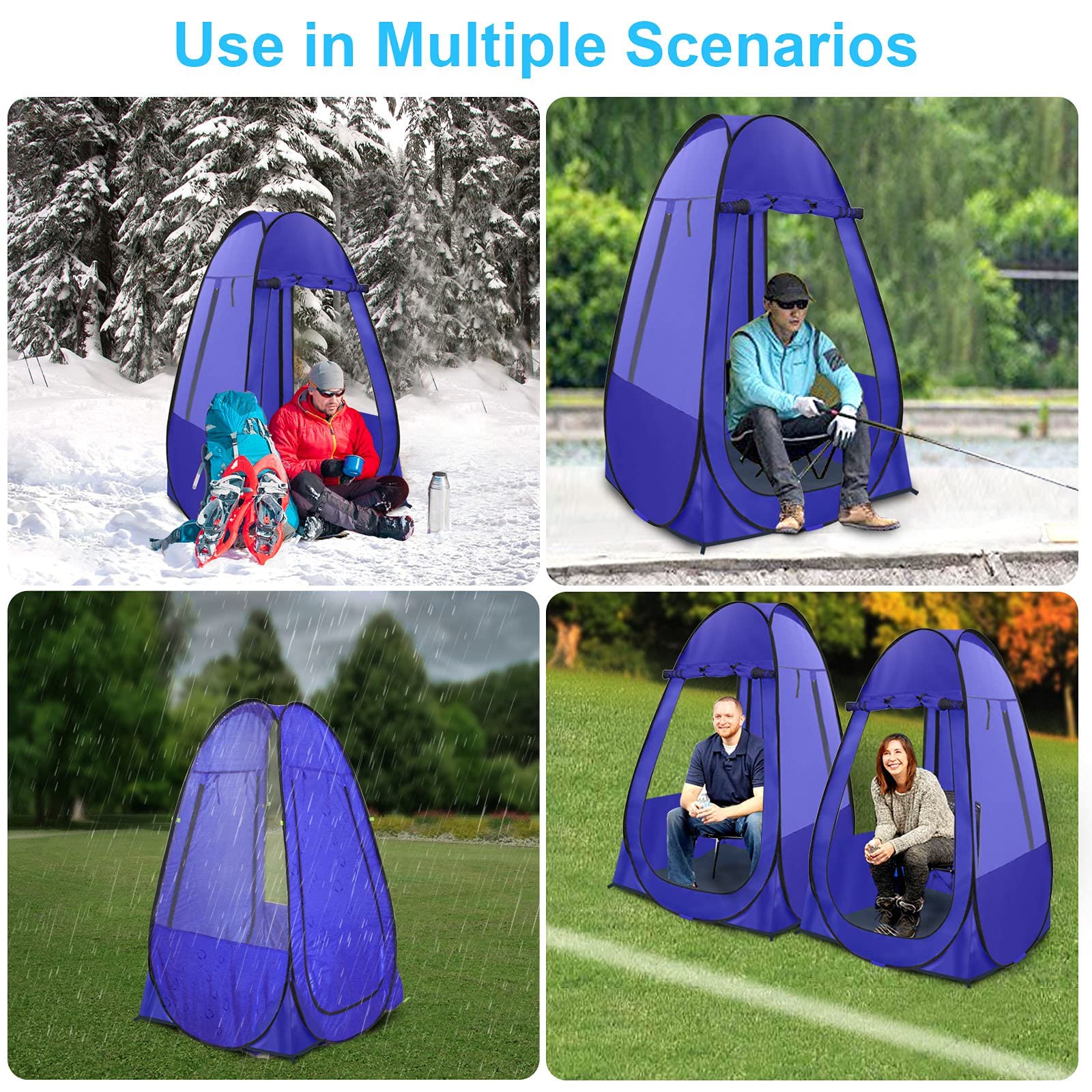 Single Pop Up Tent Pods Sports Fishing, Clear Rainproof Windproof Beach Tent for Wind and Rain in Chilly Weather，Lightweight and Sturdy, Easy Set Up, Outdoor Foldable