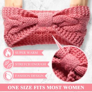 Canlierr 13 Pcs Women Headband Ear Warmer Winter Knitted Headband Crochet Hair Turban Ear Warmer Head Band Bow Knot Knit Head Wrap for Women Girls Warm Winter Gifts