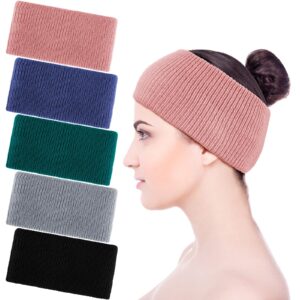 satinior 5 pieces women headbands knit elastic winter head wraps soft warm crochet ear warmer for women wash face daily wear