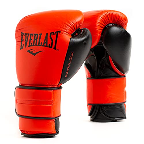 Everlast Powerlock 2 Boxing Gloves | Pro Flight Gloves | Secure Fit Hook and Loop with Triple-Layer Foam & Wrist Support forInjury Prevention | Heavy Bag & Speedbag Training (14oz | Red)