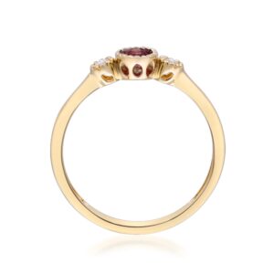 Gin & Grace 10K Yellow Gold Mozambique Genuine Ruby Ring with Diamonds for women | Ethically, authentically & organically sourced (Round) shaped Ruby hand-crafted jewelry for her | Ruby Ring for women