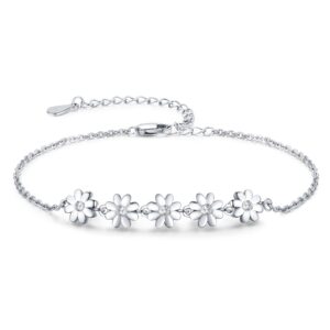 Palpitate Daisy Bracelet Sterling Silver Dainty Jewelry Dainty Bracelet for Women on Birthday Anniversary Christmas