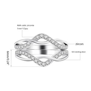 Uloveido Arched Infinity Eternity Rings for Women 925 Silver Stacking Rings Enhancer for Halo Engagement Wedding Rings White Gold Plated Size 7 Y1521