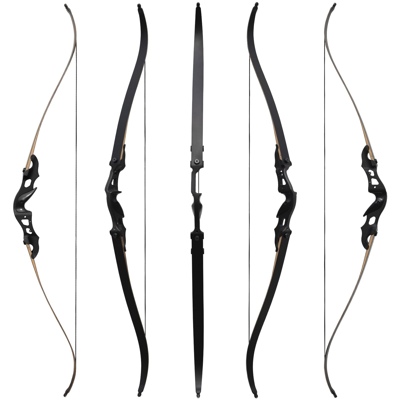 Black Hunter Recurve Bows Bow and Arrow for Adults Hunting Bow Archery Bow Longbow 60" 20-55 lbs Right Hand Aluminium Alloy Riser with Mixed Carbon Arrows for Outdoor Shooting Competition (50 lbs)