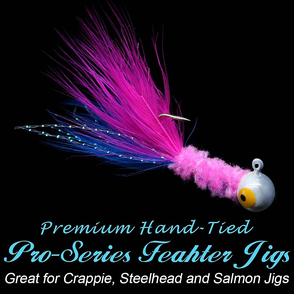 XFISHMAN-Crappie-Jigs-Marabou-Feather-Hair-Jigs-for-Crappie-Fishing-baits-and-lures kit Panfish Trout 1/8 1/16 1/32 oz