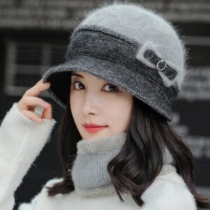 Hat and Scarf for Women, Women's Hat Scarf Set Warm Beanie Knitted Wool Hat Outdoor Cold Proof Scarf Hat Winter Hat Women A Black