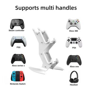 Controller Holder, Game Controller Headset Stand for Xbox Series X S/Xbox one / PS5 / PS4 / NS/PC/Headset, Aluminum Metal Headset Mount Universal Organizer for Video Game Accessories (White)