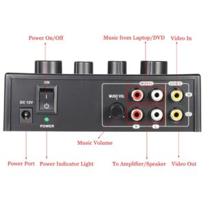 Btuty Karaoke Sound Mixer Dual Mic Inputs Audio Mixer Headphone Amplifier 2 Channel Mixer With Cable N-1 Black Color