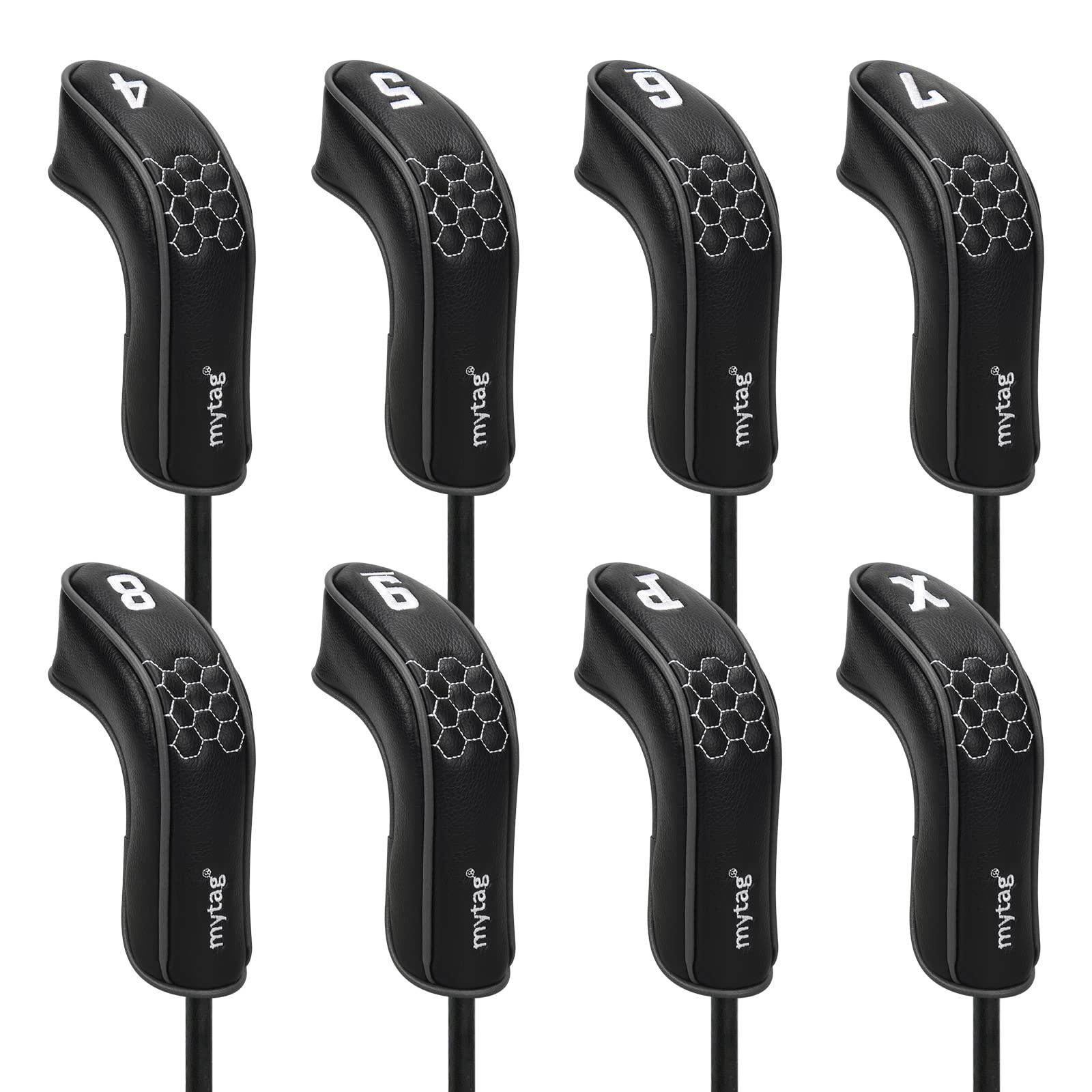 mytag 8PCS Golf Hybrid Iron Headcovers Set Long Hybrid Iron Covers for Cleveland Launcher, Majek MX4, Cobra T Rail, Wilson Launch Pad, Tour Edge Hybrid Irons (1set of 8pcs(4,5,6,7,8,9,P,X))